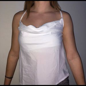 Boohoo white cow neck top